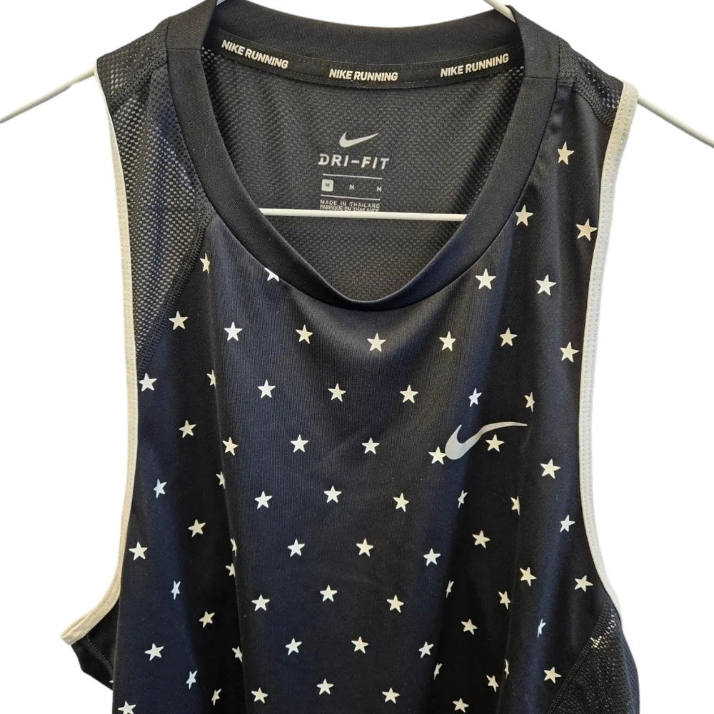 Nike Dri-Fit Running Black and White Stars Tank Top